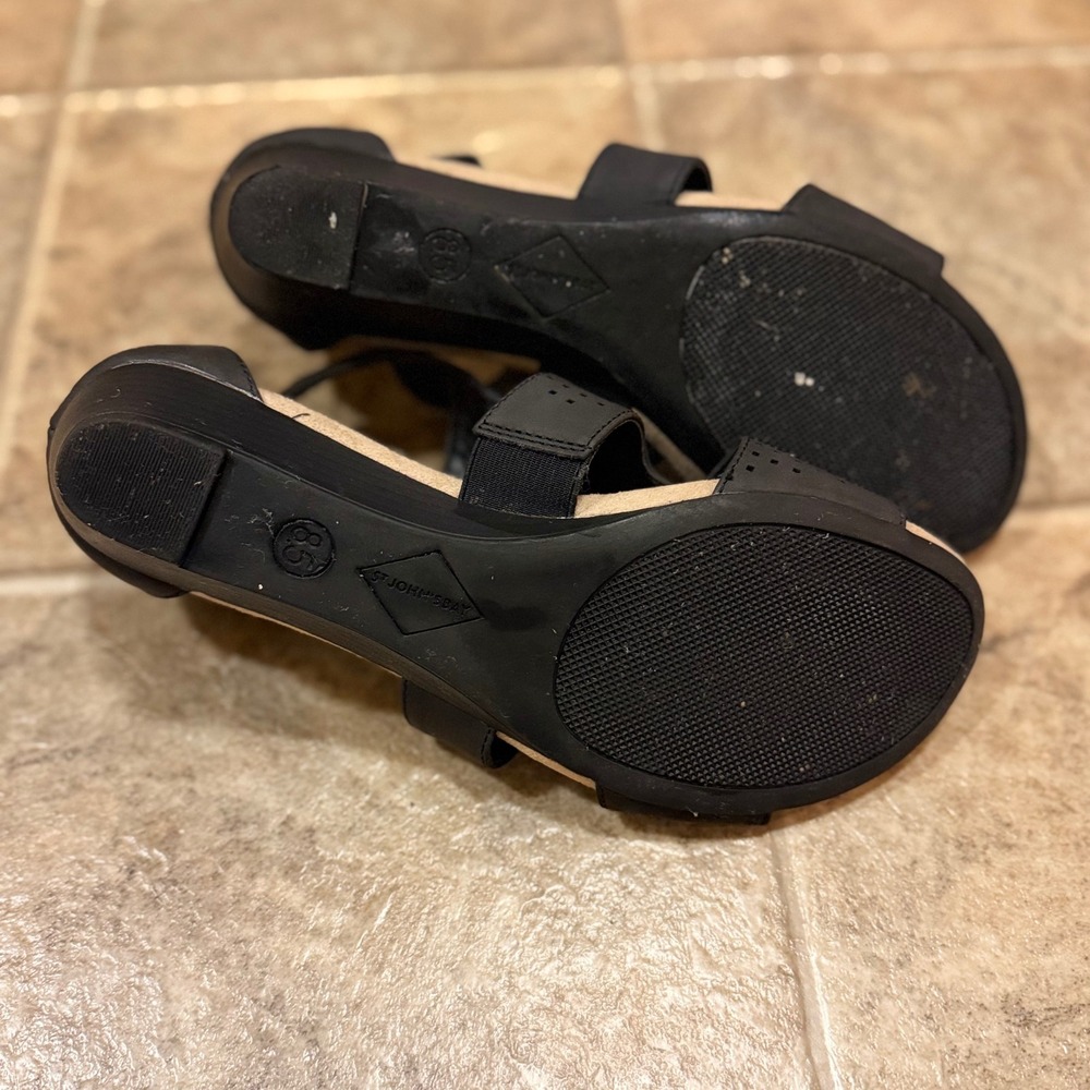 St Johns Bay Newcastle Black Perforated Wedge Sandals Memory Foam Womens 8.5 M - Picture 11 of 11